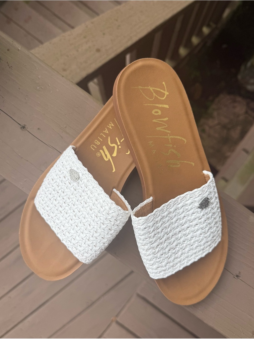Blowfish Women's White Woven Slide Sandals